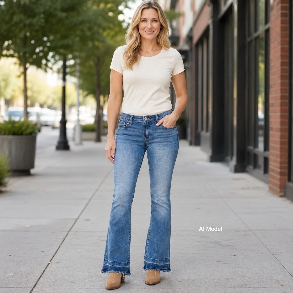 Gap Denim Universal Baby Boot Jeans Womens 14 / 32R Medium Wash Raw Frayed Hem
